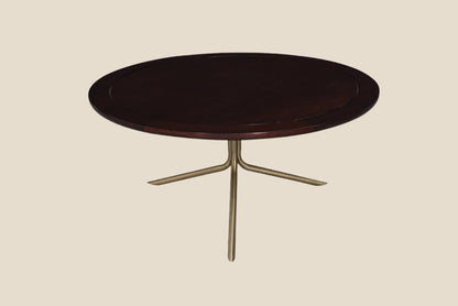 Handcrafted hardwood Modern Round Coffee Table Set with Brass Base, side table - SOHOO 