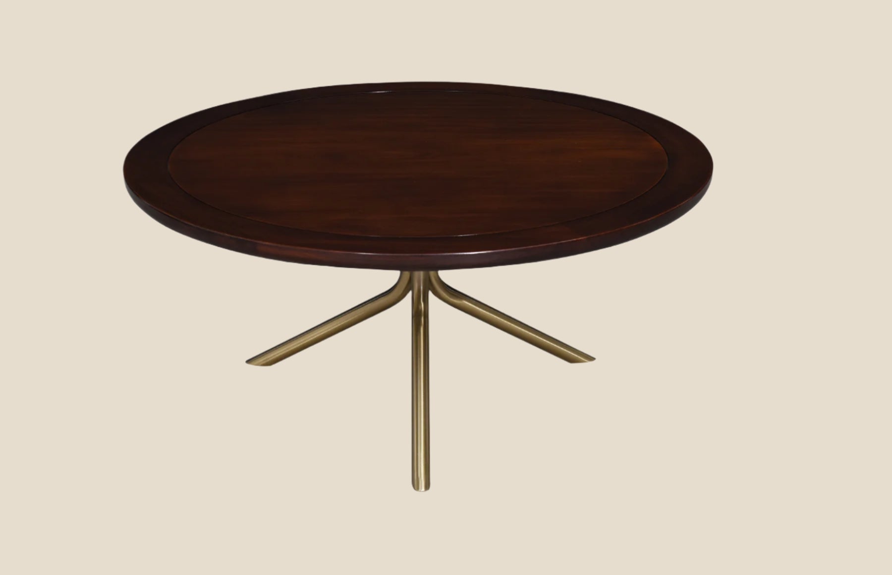 Handcrafted hardwood Modern Round Coffee Table Set with Brass Base, side table - SOHOO 