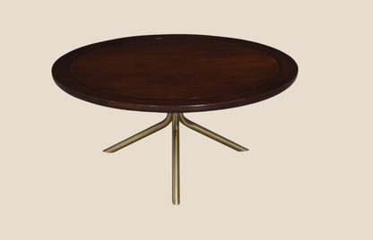 Handcrafted hardwood Modern Round Coffee Table Set with Brass Base, side table - SOHOO 