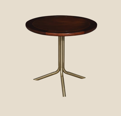 Handcrafted hardwood Modern Round Coffee Table Set with Brass Base, side table - SOHOO 