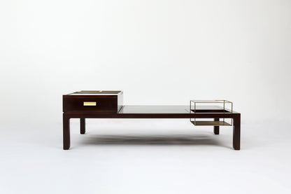 Handcrafted hardwood Modern  Coffee Table with Storage and Golden Accents – Elegant Living Room Centerpiece - SOHOO 