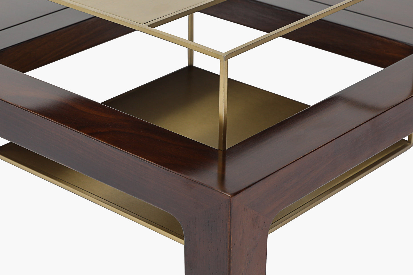 Handcrafted hardwood Modern  Coffee Table with Storage and Golden Accents – Elegant Living Room Centerpiece - SOHOO 