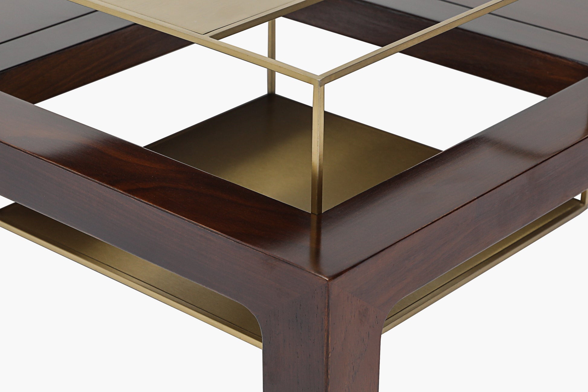 Handcrafted hardwood Modern  Coffee Table with Storage and Golden Accents – Elegant Living Room Centerpiece - SOHOO 