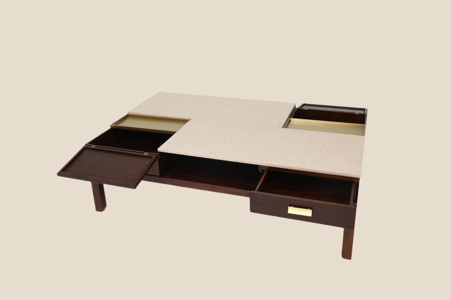 Handcrafted hardwood Multi-Function Coffee Table with Hidden Storage & Elegant Finish - SOHOO 