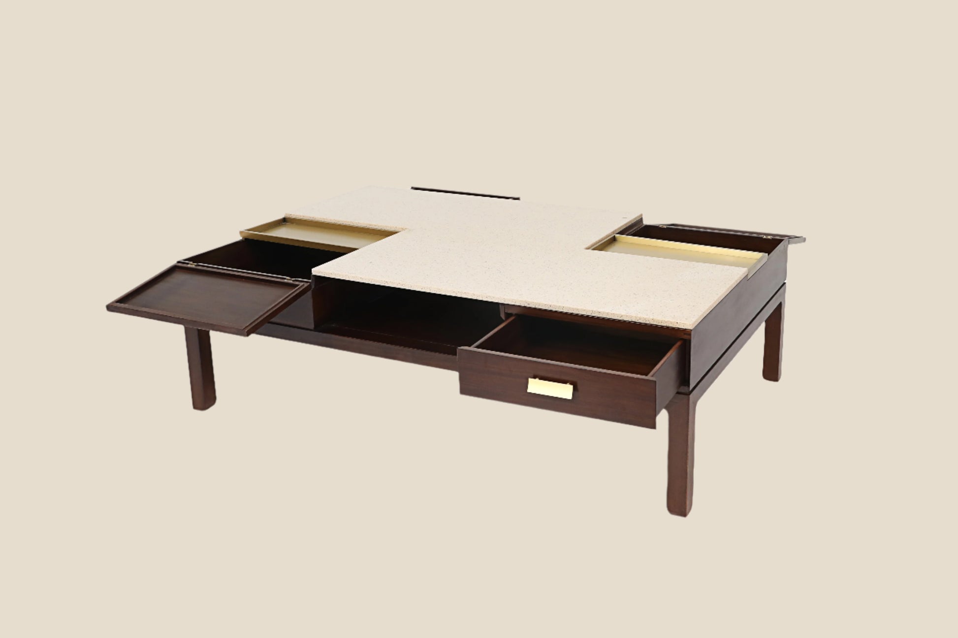 Handcrafted hardwood Multi-Function Coffee Table with Hidden Storage & Elegant Finish - SOHOO 
