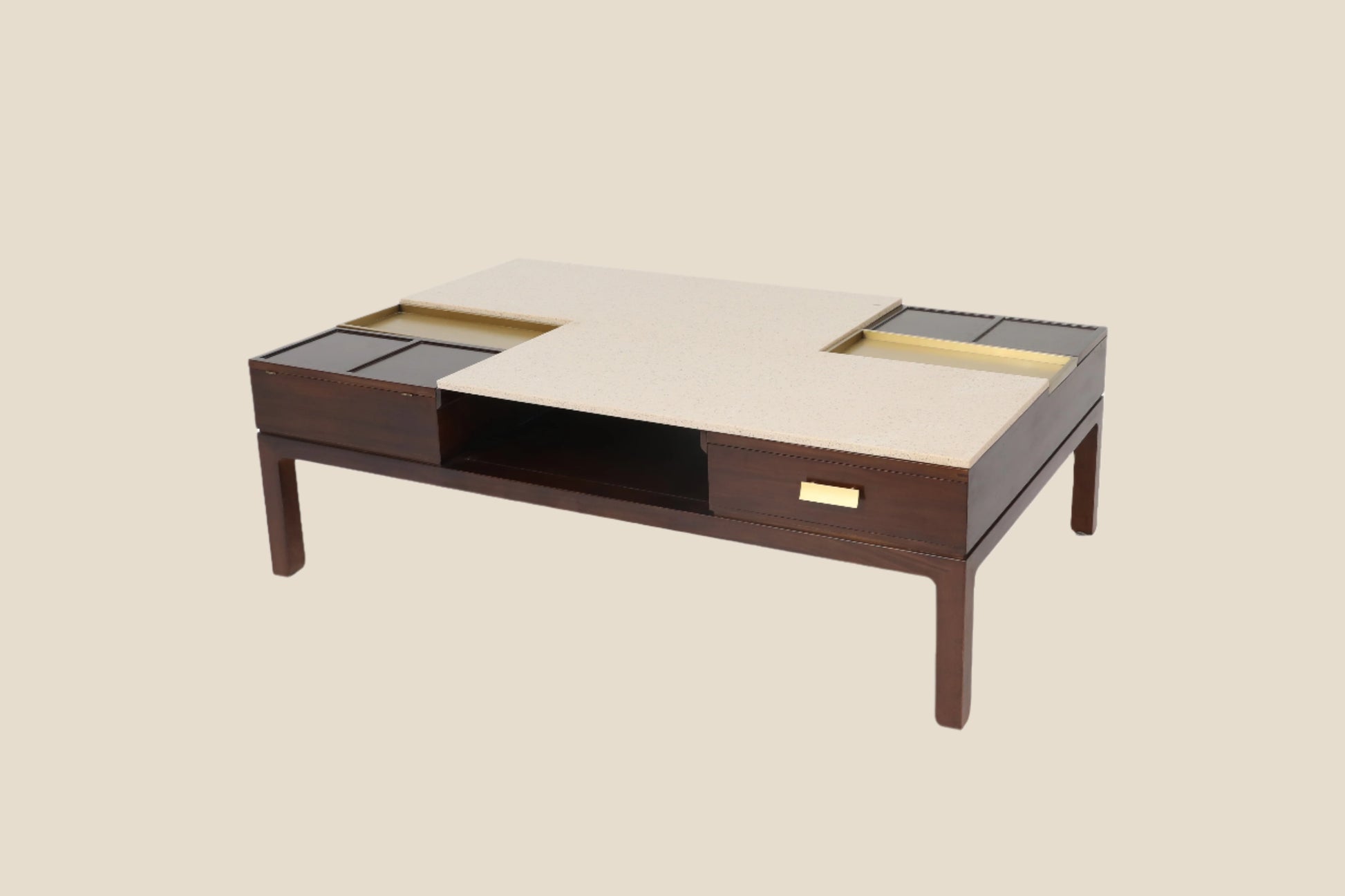 Handcrafted hardwood Multi-Function Coffee Table with Hidden Storage & Elegant Finish - SOHOO 