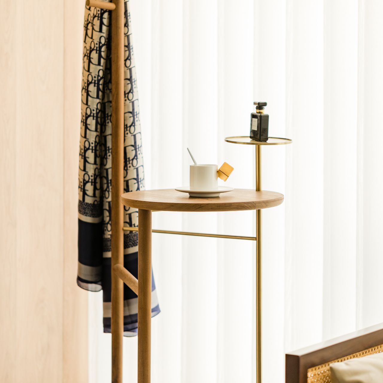 Handcrafted hardwood Modern Minimalist Coat Rack with Table - SOHOO 