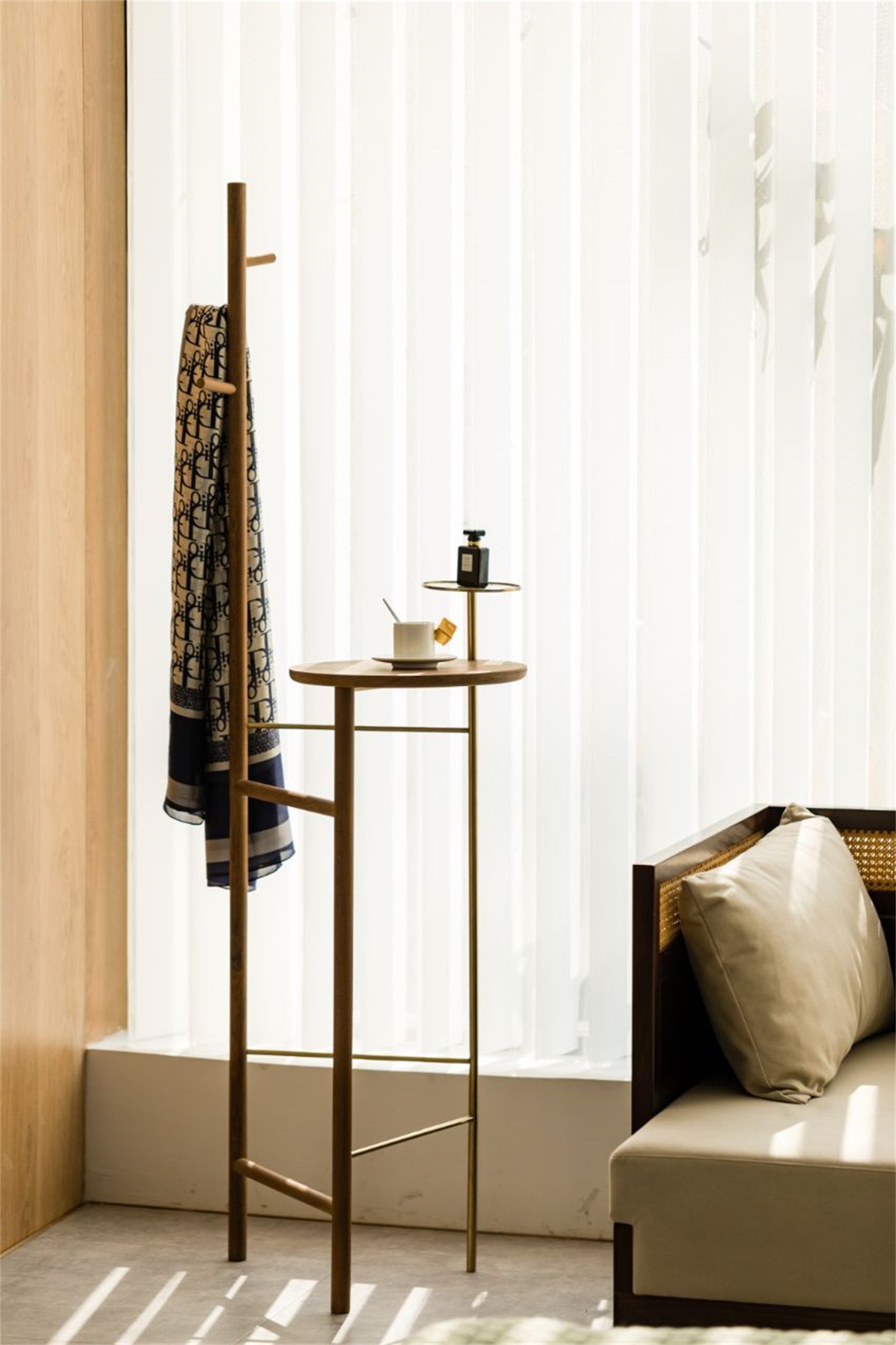 Handcrafted hardwood Modern Minimalist Coat Rack with Table - SOHOO 