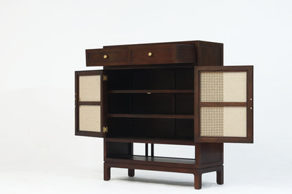 Handcrafted Versatile and Stylish Cane Panel Cabinet, shoe box, - SOHOO 