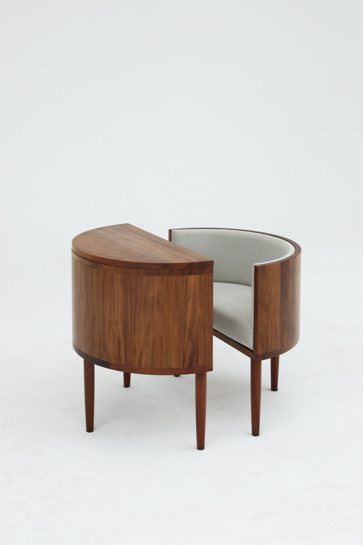 Convertible Coffee Table &amp; Hidden Chair Set – Solid Wood Half-Moon Design - SOHOO 