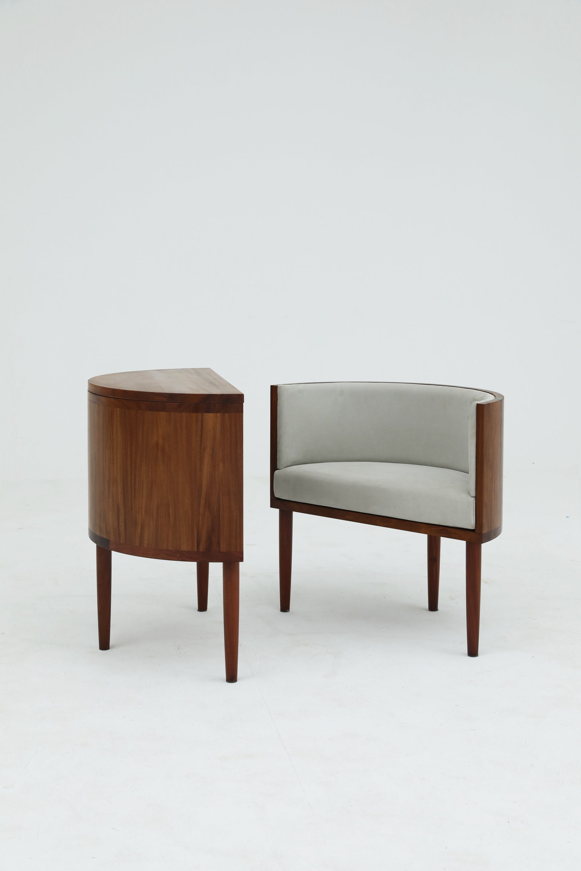 Convertible Coffee Table &amp; Hidden Chair Set – Solid Wood Half-Moon Design - SOHOO 