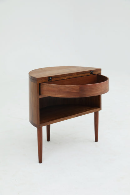 Convertible Coffee Table &amp; Hidden Chair Set – Solid Wood Half-Moon Design - SOHOO 