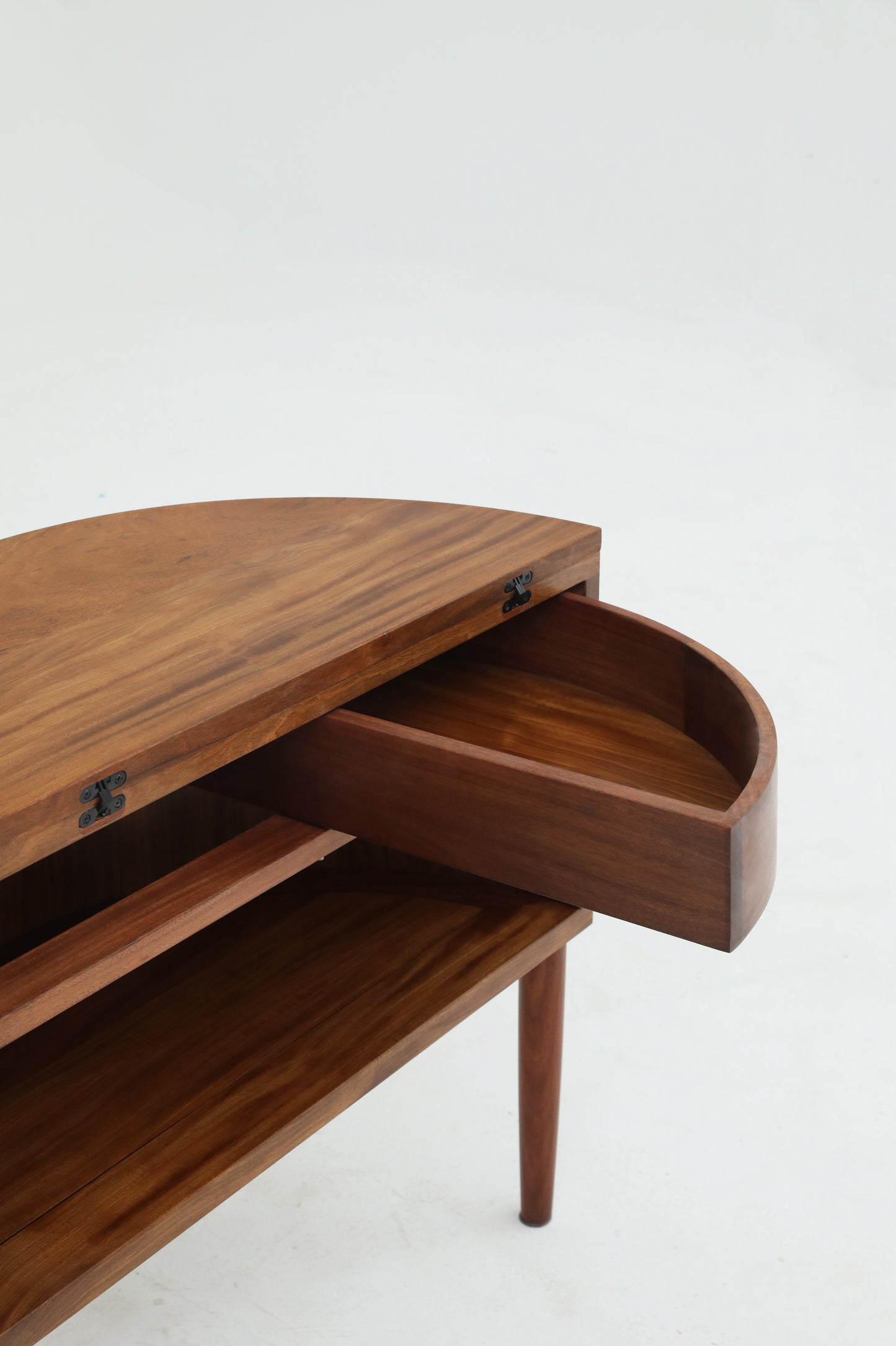 Convertible Coffee Table &amp; Hidden Chair Set – Solid Wood Half-Moon Design - SOHOO 