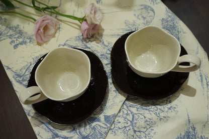 Artisan Ceramic Coffee Cup & Saucer – A Blend of Modern & Classic Design - SOHOO 